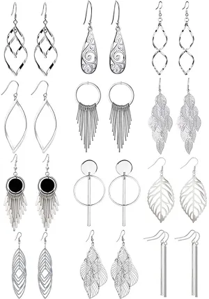 12 Pairs Drop Dangle Earrings boho Fashion Jewelry Vintage Statement Boho Bohemian Earrings Set for Women Girls