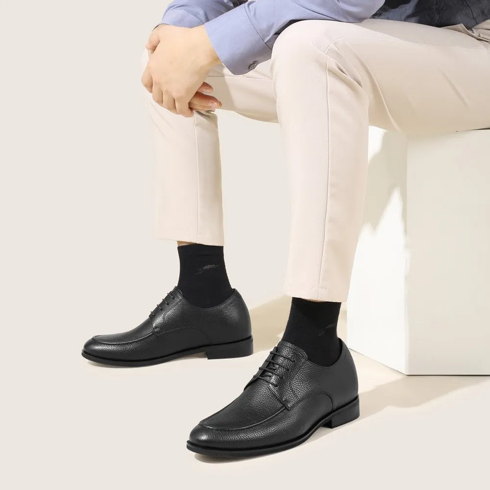 6 CM / 2.36 Inches CMR CHAMARIPA Black Derby Elevator Shoes - Stylish Height-Increasing Men's Footwear with a 6cm Lift