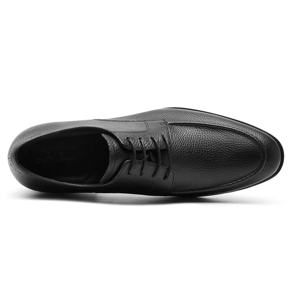 6 CM / 2.36 Inches CMR CHAMARIPA Black Derby Elevator Shoes - Stylish Height-Increasing Men's Footwear with a 6cm Lift