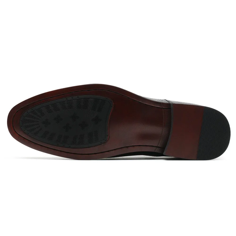 6 CM / 2.36 Inches CMR CHAMARIPA Black Derby Elevator Shoes - Stylish Height-Increasing Men's Footwear with a 6cm Lift