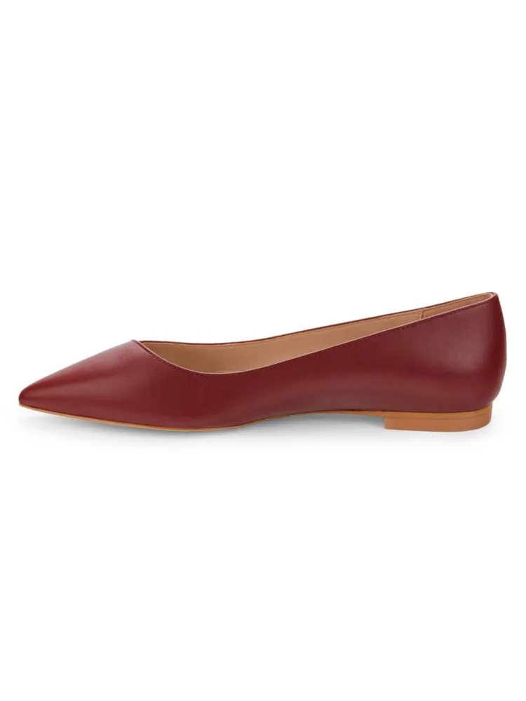 Avenue Stuart Weitzman Leather Ballet Shoes, Dark Red