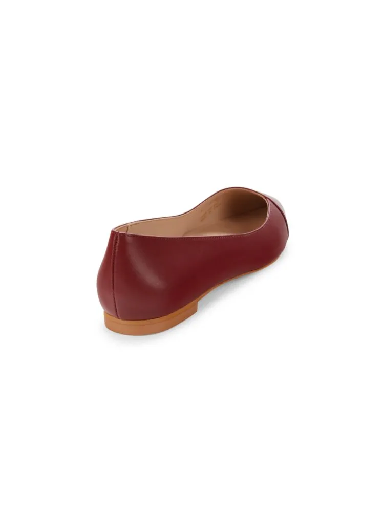 Avenue Stuart Weitzman Leather Ballet Shoes, Dark Red