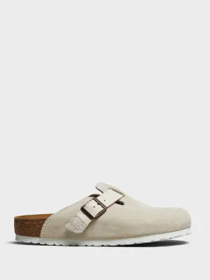 Boston Suede and Canvas Sandals in Eggshell