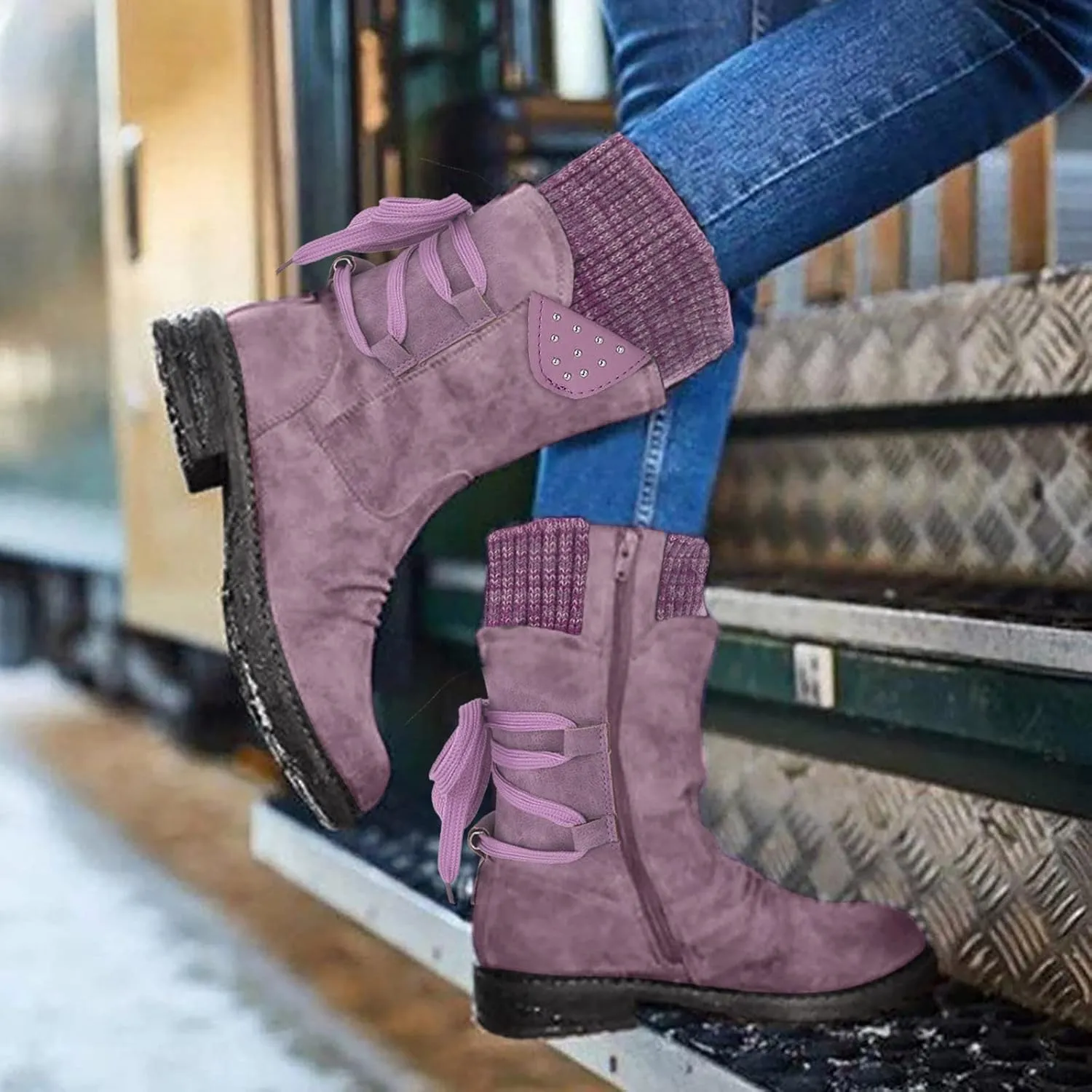 Brown Ankle Winter Boots for Women 2023 Trendy Waterproof Lightweight Winter Boots Synthetic Women Womens Winter Booties Wide Snow Boots for Women Waterproof Size 6 Botas De FrO Para Mujer
