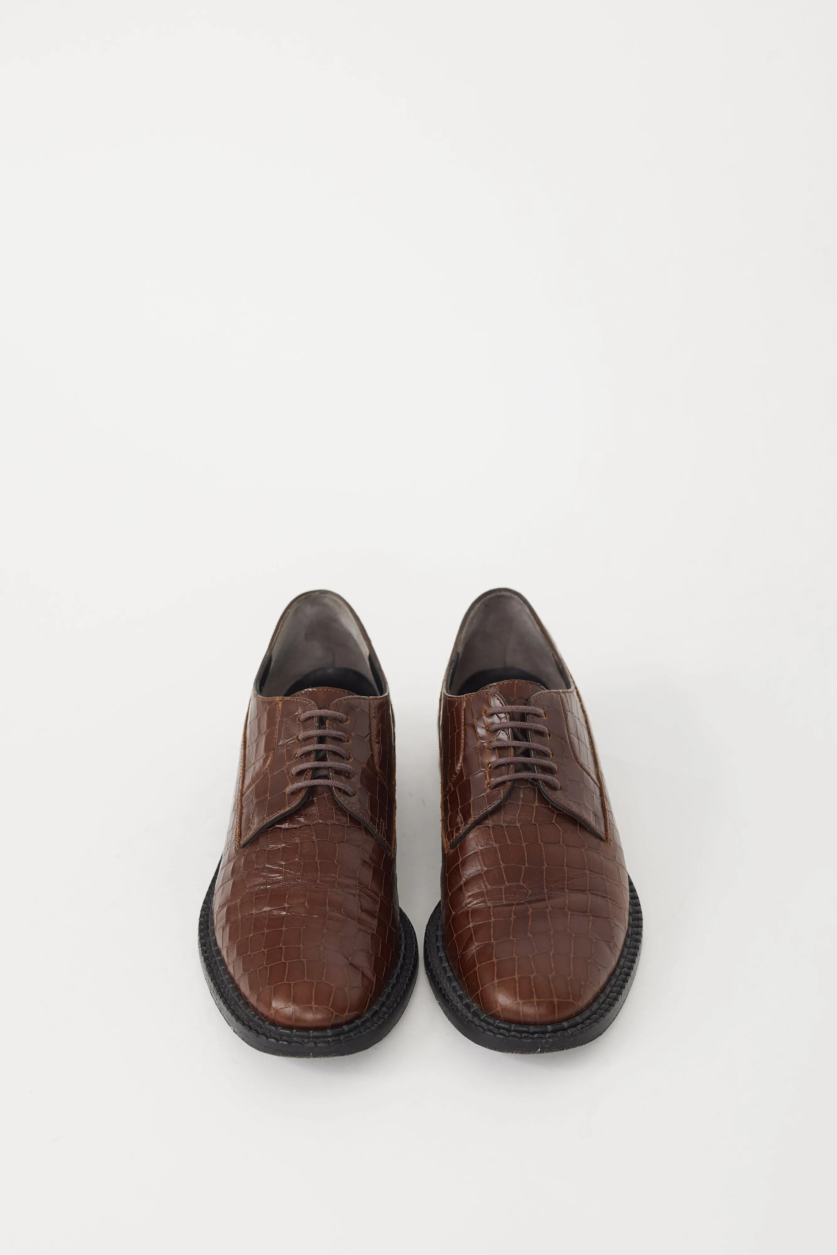 Brown Leather Embossed Oxford