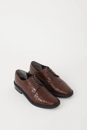 Brown Leather Embossed Oxford