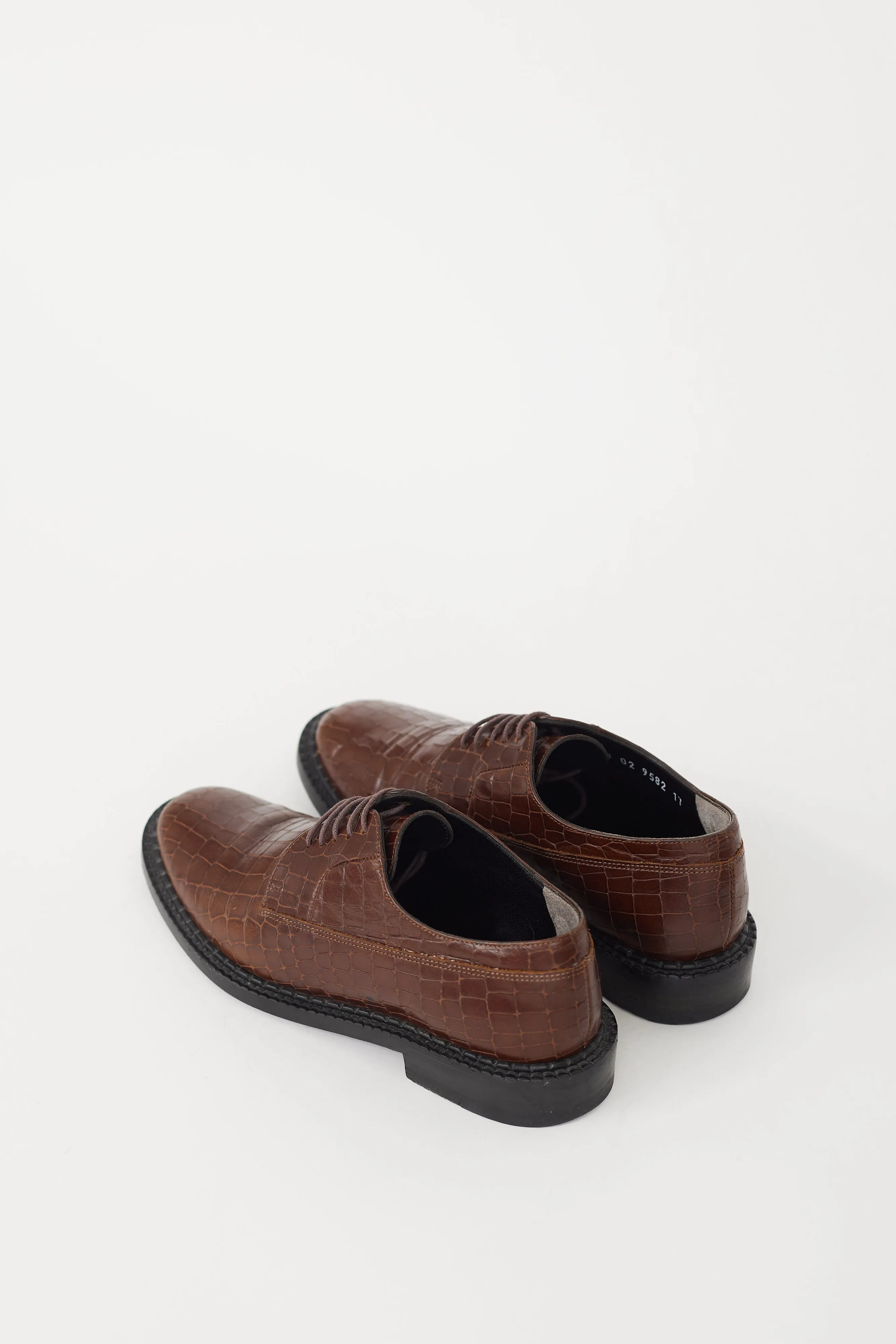 Brown Leather Embossed Oxford