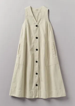 Buttoned Cotton Linen Canvas Dress | Wood Ash