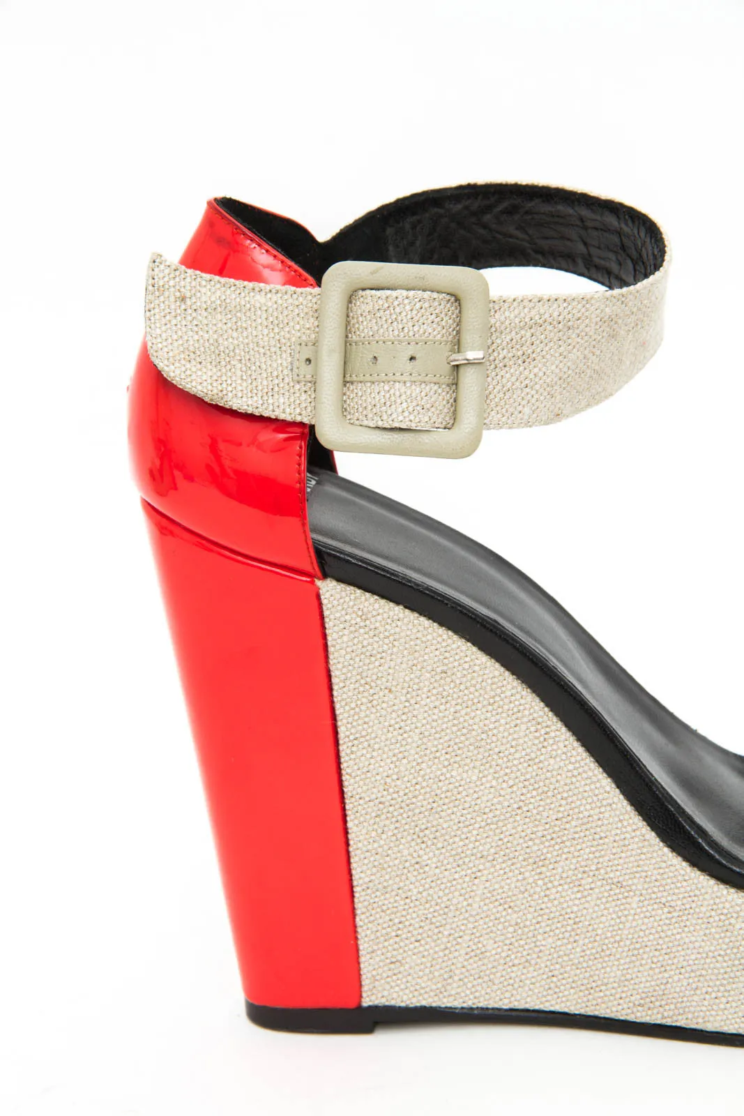 CANVAS PATENT WEDGES
