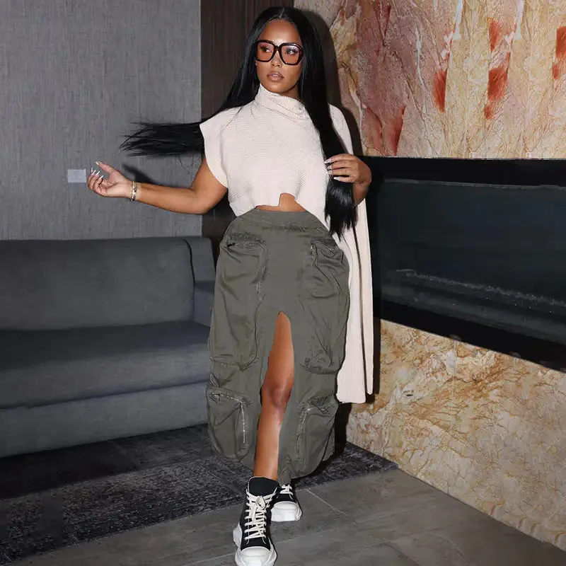 Cargo Midi Skirt^