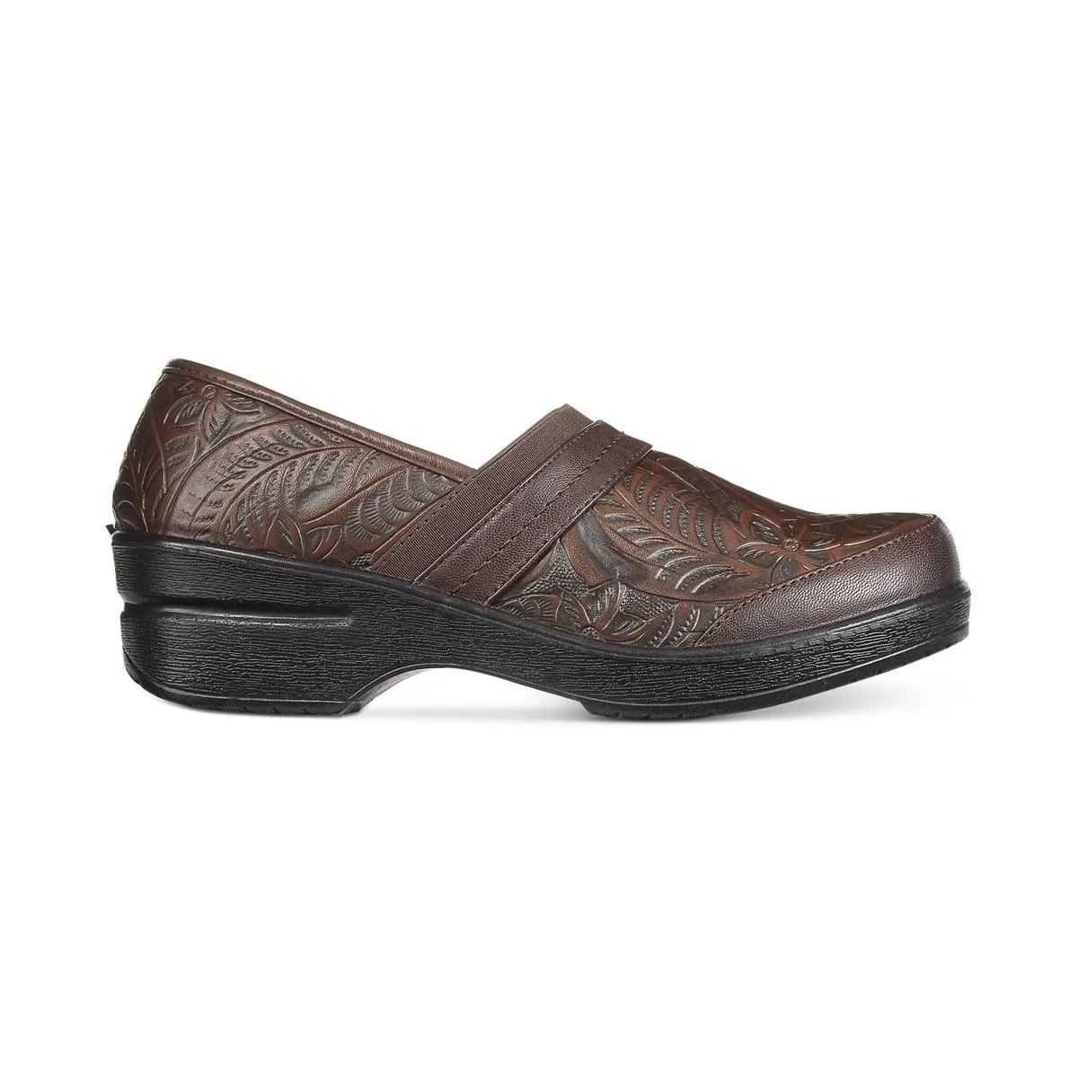 Easy Street Womens Origin Faux Leather Embossed Clogs