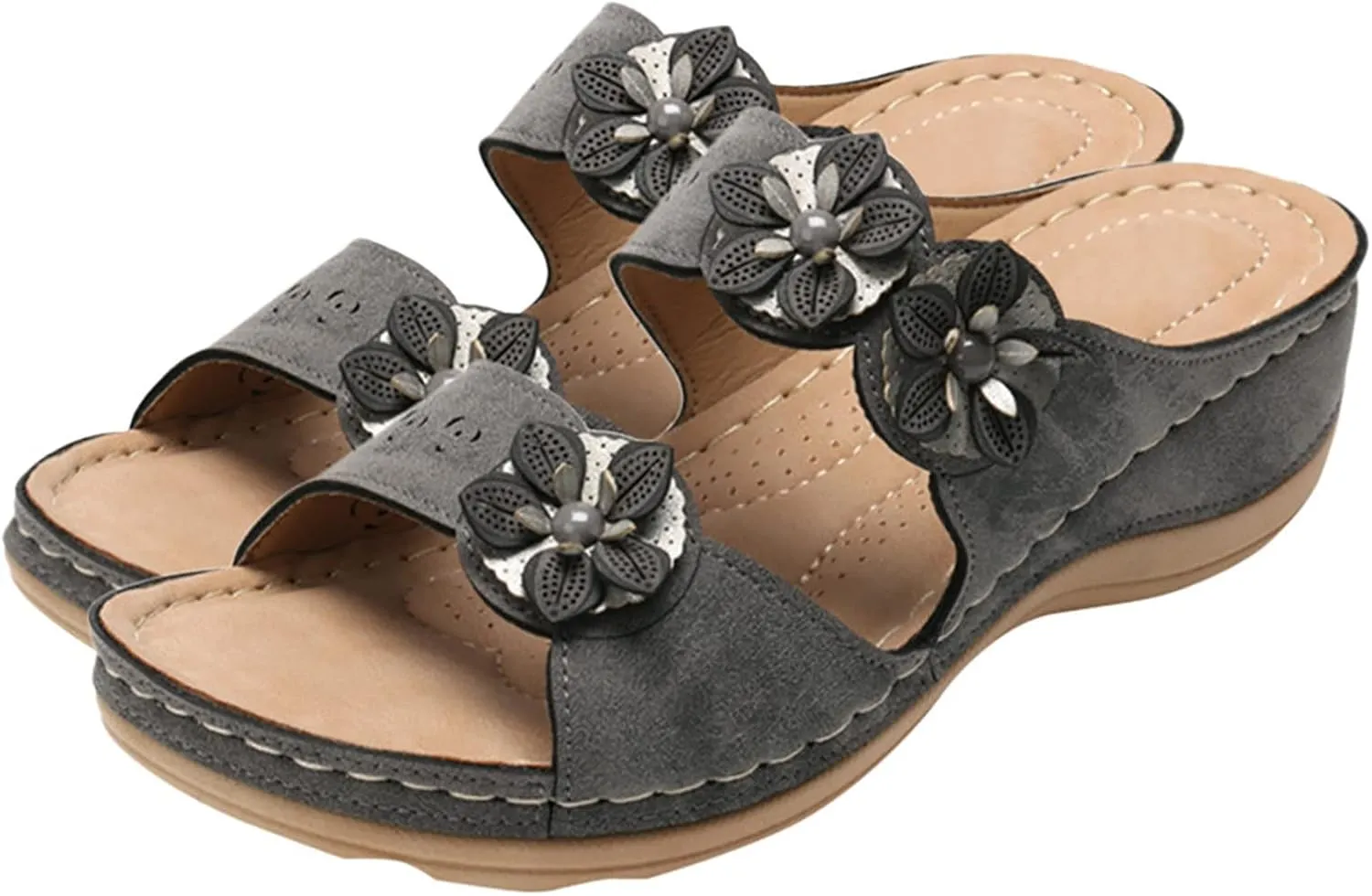 Eduavar Orthopedic Sandals for Women, Sandals for Women Dressy Summer Open Toe Sandals Slippers Comfy Travel Beach Sandals
