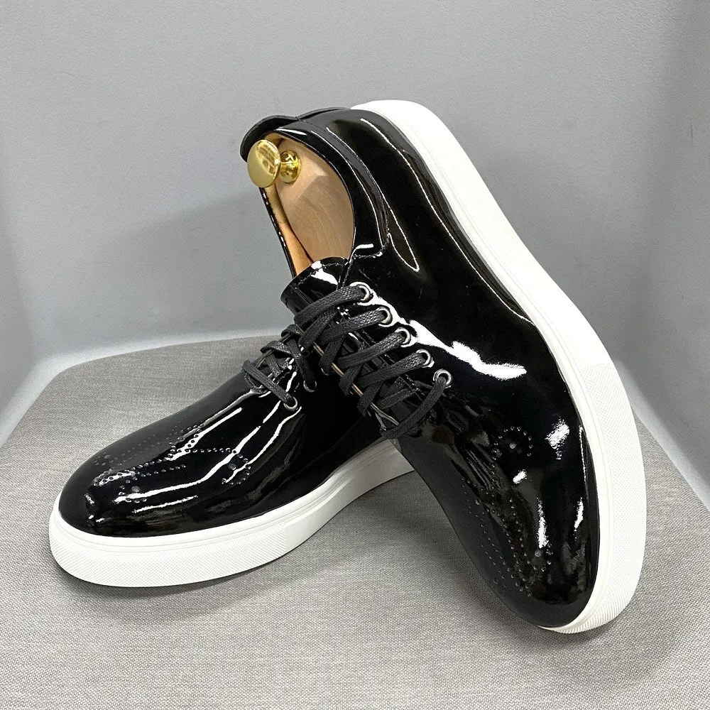 Glossy Cross-tied Patent Leather Oxfords Shoes