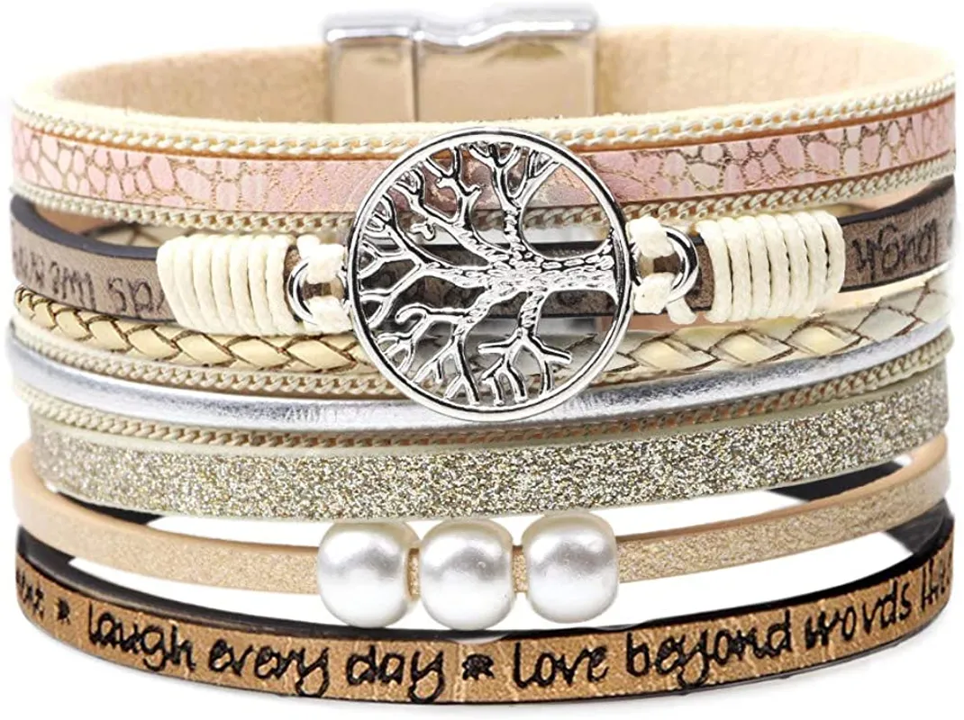 Inspirational Tree of Life Leather Bracelet