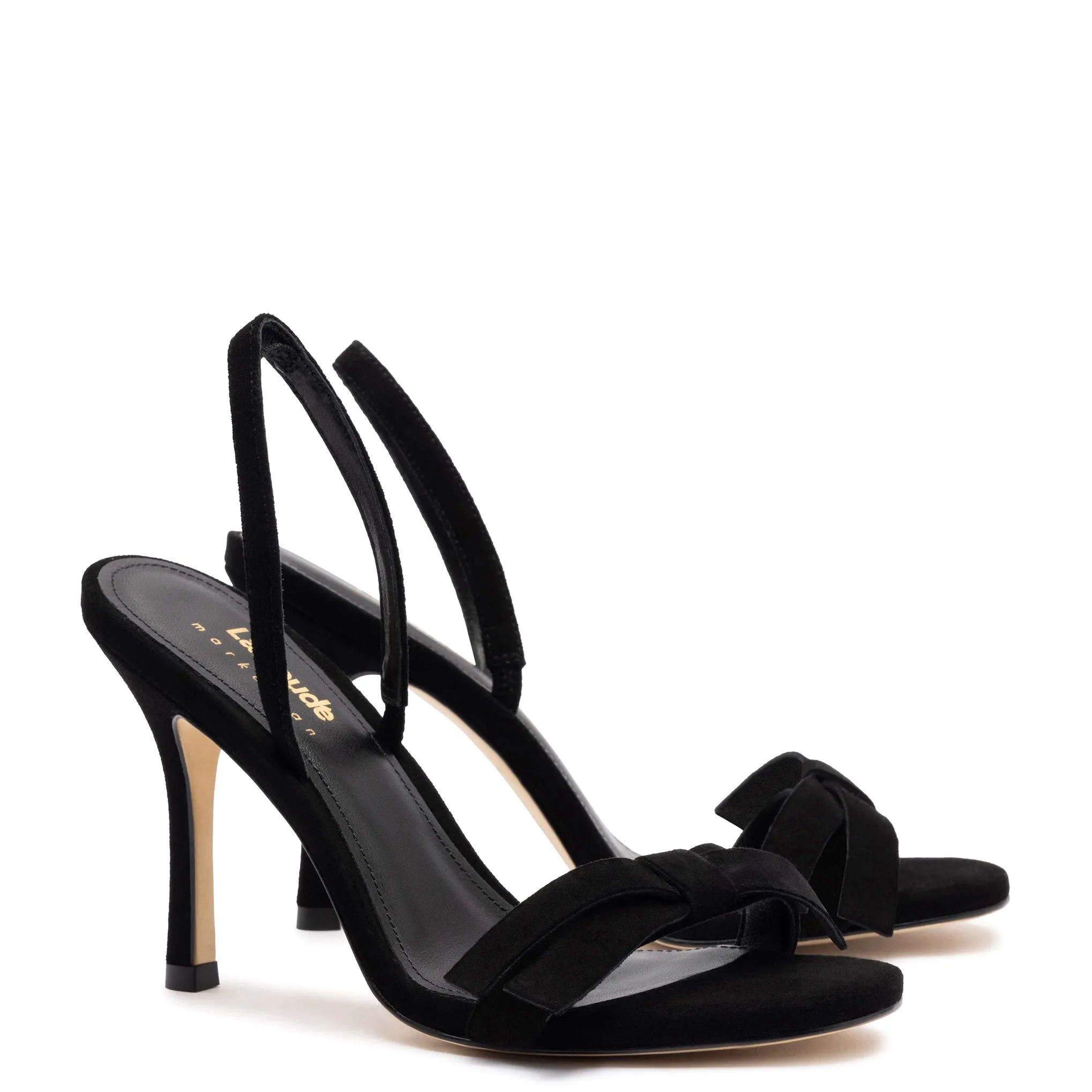 Larroudé x Markarian Sandal In Black Suede
