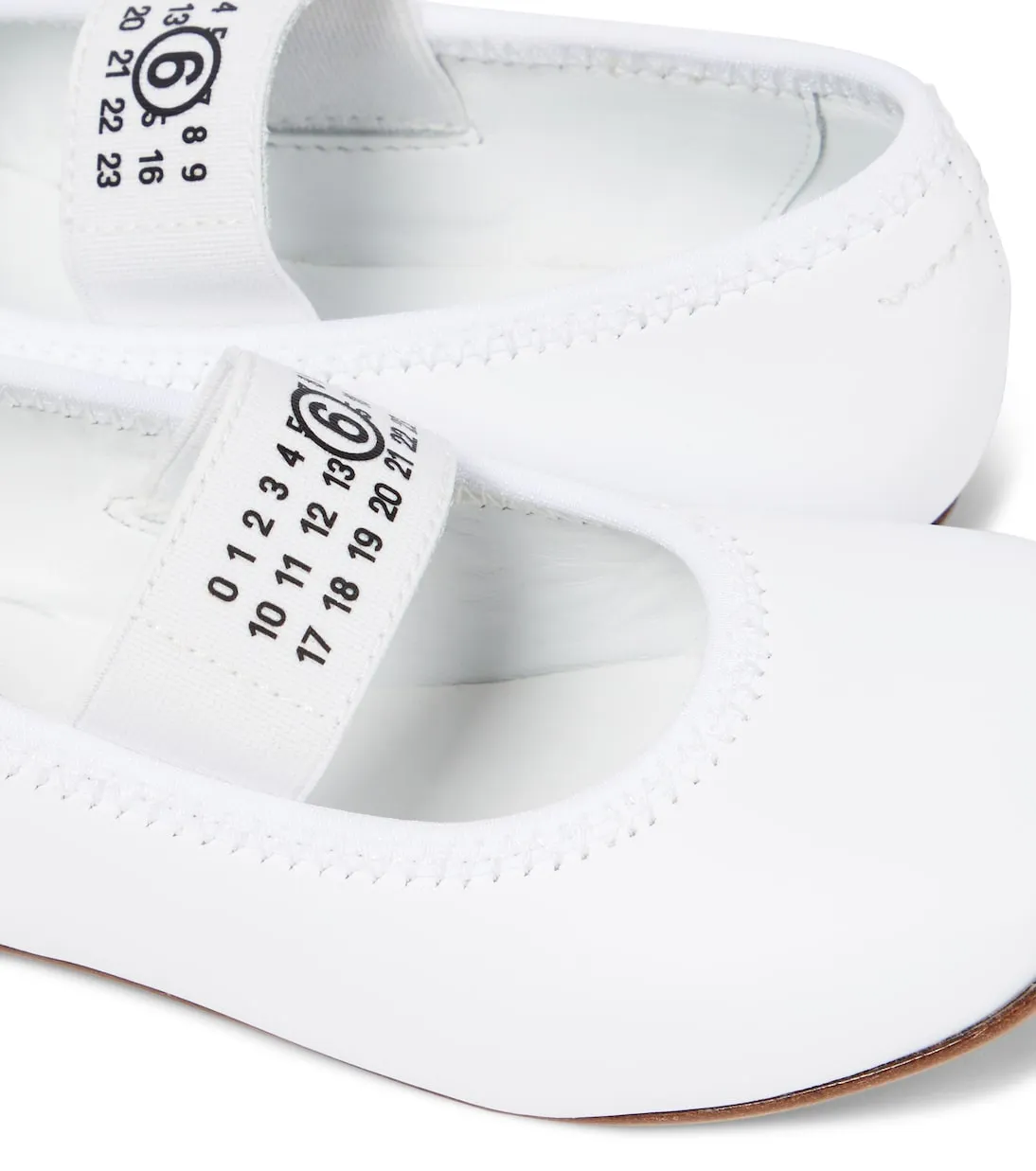 Leather ballet flats with Mm6 Maison Margiela logo, white