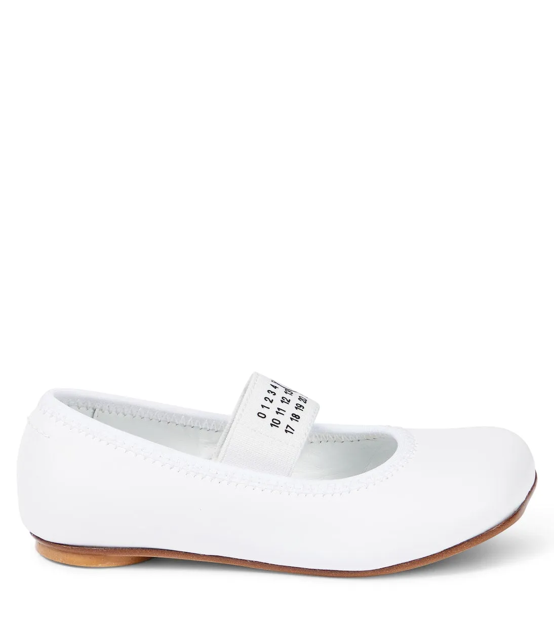 Leather ballet flats with Mm6 Maison Margiela logo, white