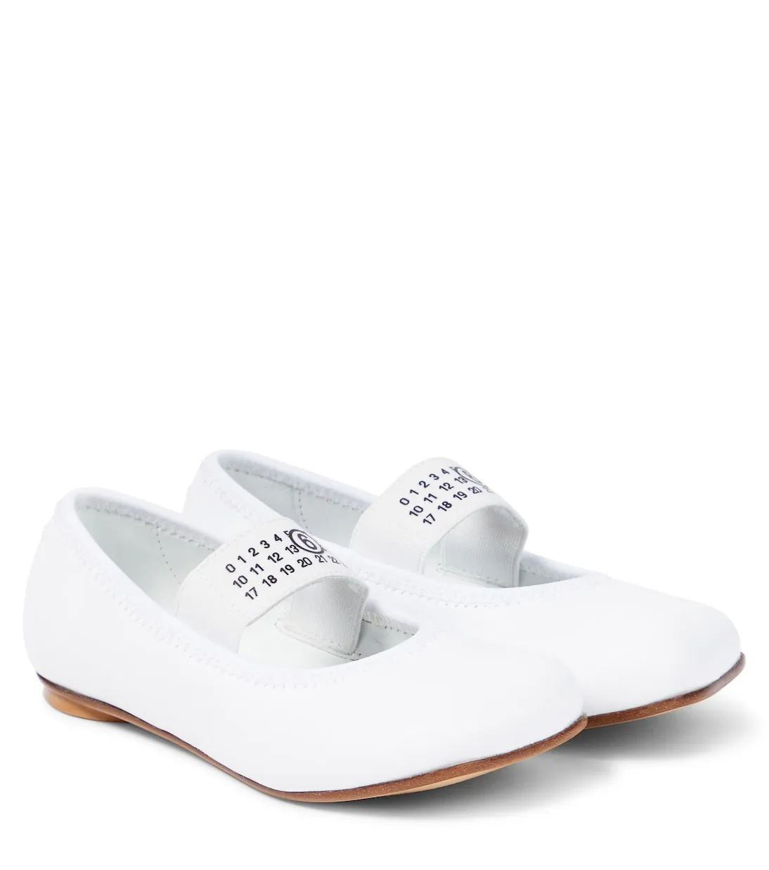 Leather ballet flats with Mm6 Maison Margiela logo, white
