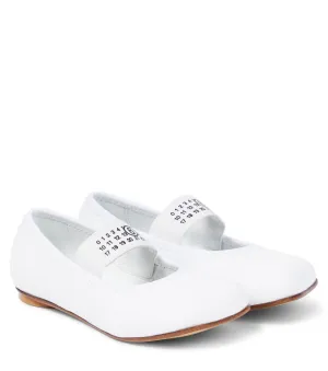 Leather ballet flats with Mm6 Maison Margiela logo, white