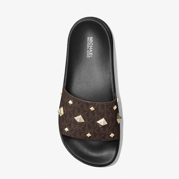MICHAEL MICHAEL KORS Tyra Studded Logo Slide Sandal