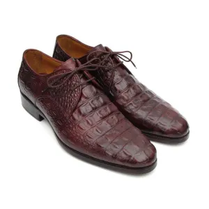 Paul Parkman Brown & Bordeaux Crocodile Embossed Calfskin Derby Shoes (ID#1438BRD)