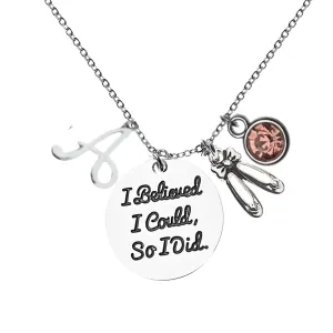 Personalized Dance Necklace with Birthstone & Initial Charm, Girls Ballet Shoe Jewelry, I Believed I Could Ballet Necklace, Gift For Ballet Dancers, Dance Recitals, Dance Teams & Dance Teachers