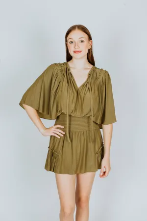 Ramy Brook Cece Smocked Mini Dress Clover