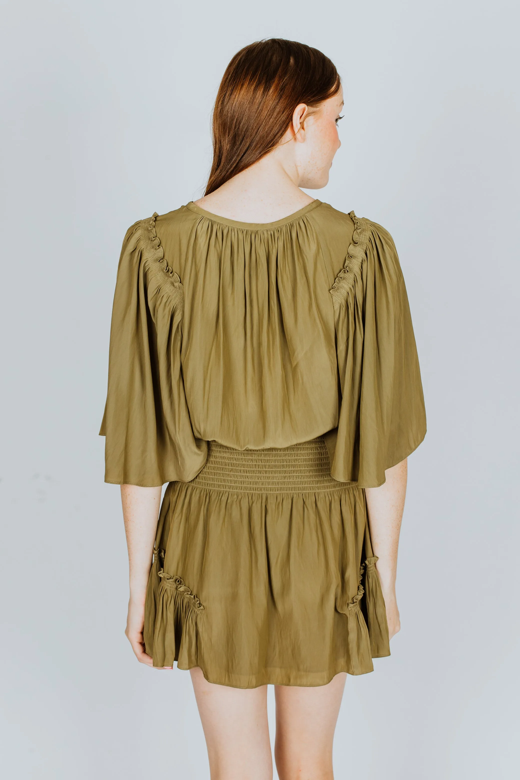 Ramy Brook Cece Smocked Mini Dress Clover