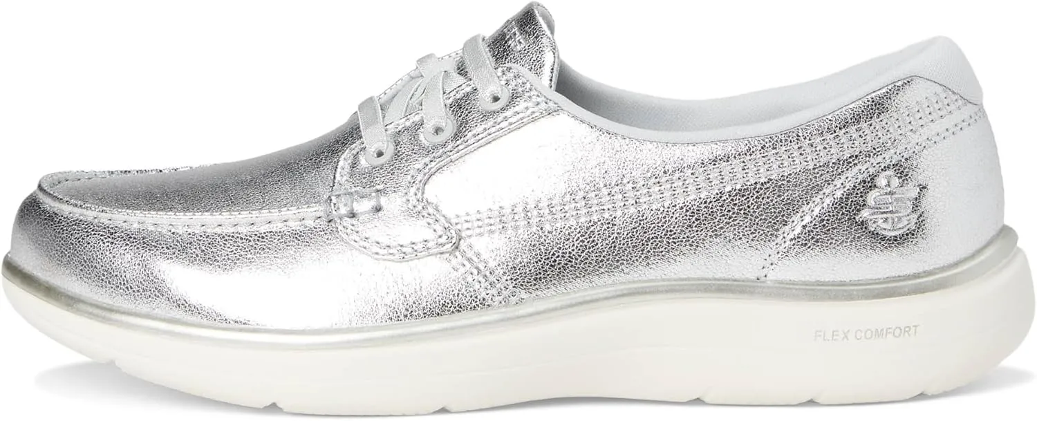 SKECHERS Women's On-The-go Flex Radiant Metallic Canvas Boat Shoe