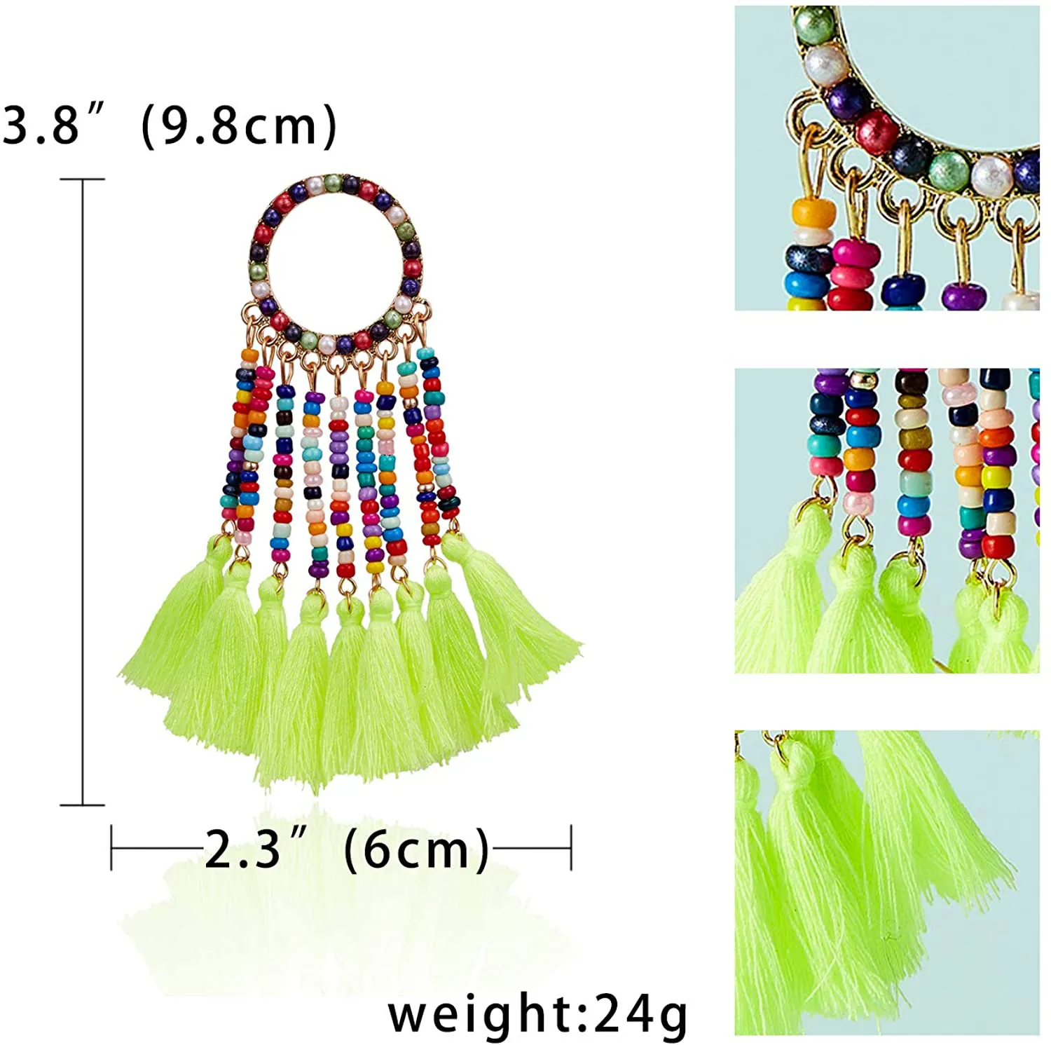 Tassel Dangle Drop Earrings Handmade Bohemian Ethnic Statement Seed Beaded Waterfall Shape Earring For Women Girls