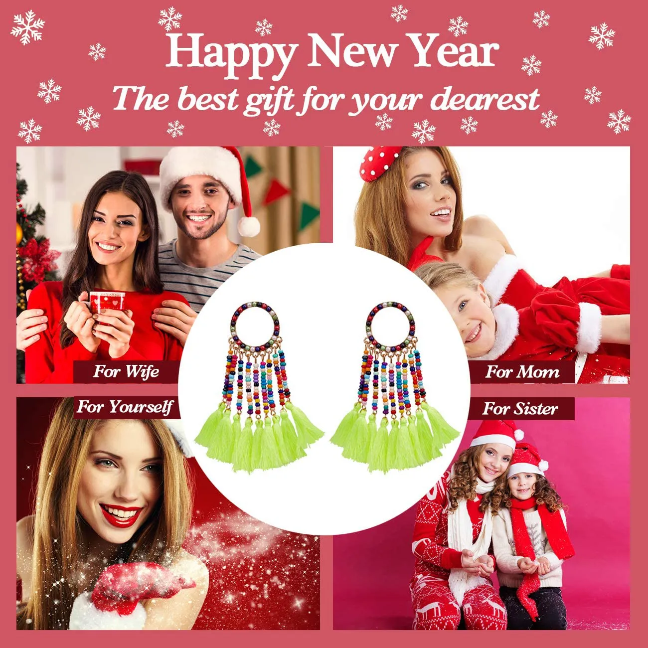 Tassel Dangle Drop Earrings Handmade Bohemian Ethnic Statement Seed Beaded Waterfall Shape Earring For Women Girls