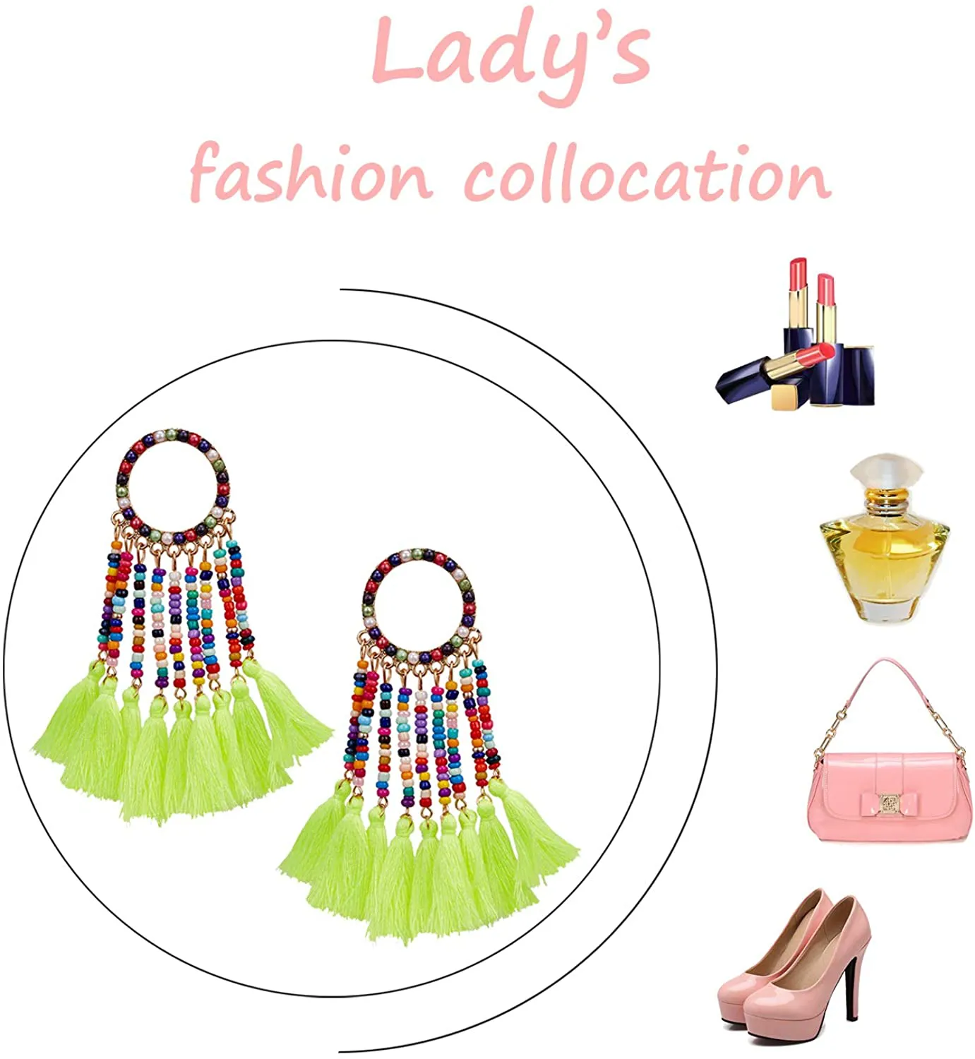 Tassel Dangle Drop Earrings Handmade Bohemian Ethnic Statement Seed Beaded Waterfall Shape Earring For Women Girls