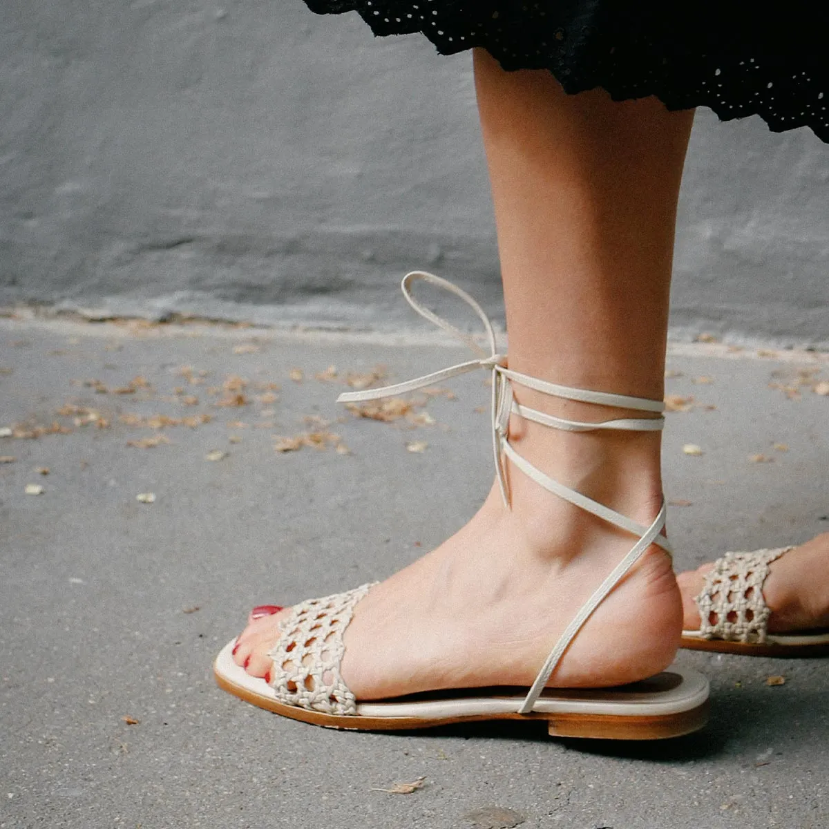 The Soleil Sandal - Ecru Leather