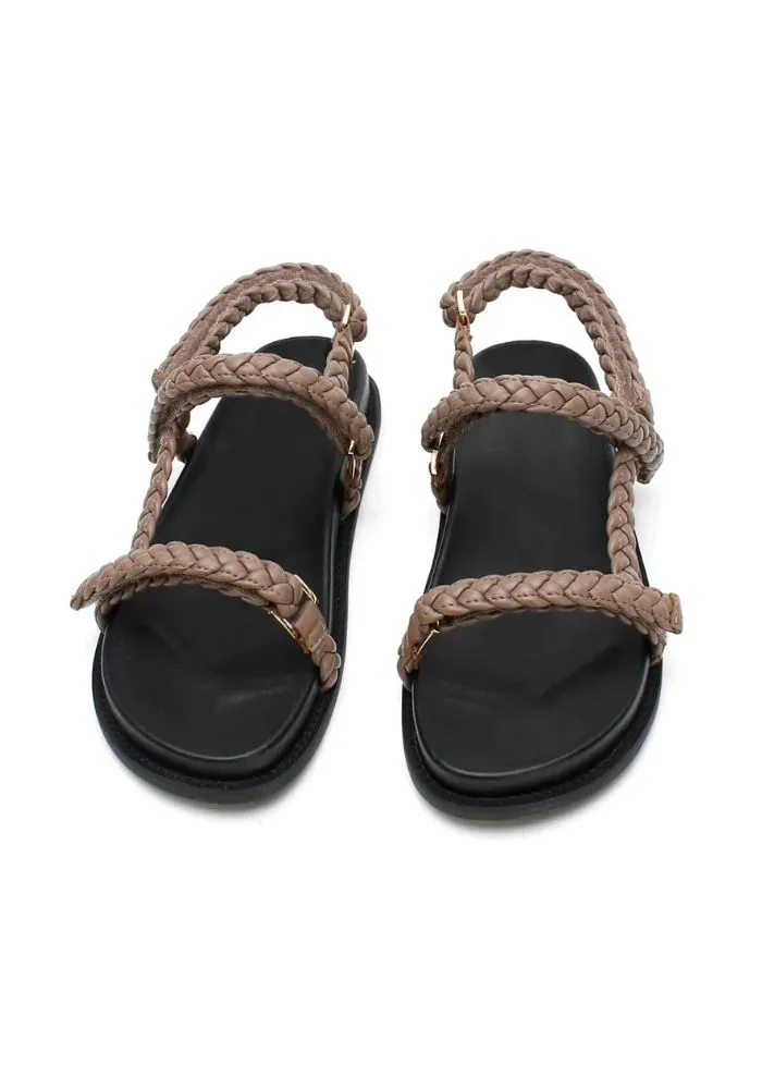 Thin Elke Braided Sandal- Mocha