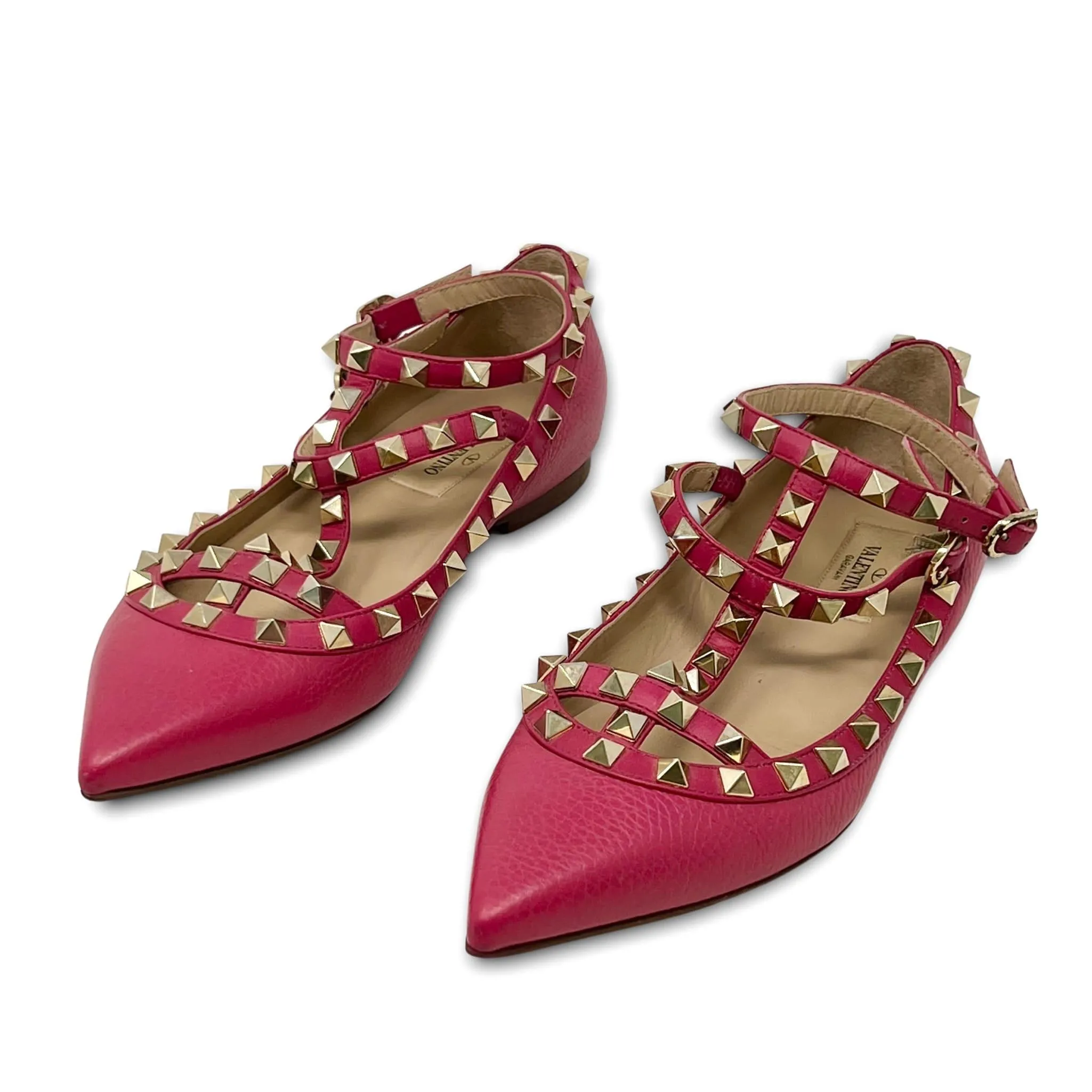 Valentino Pink Rockstud Caged Flats 36