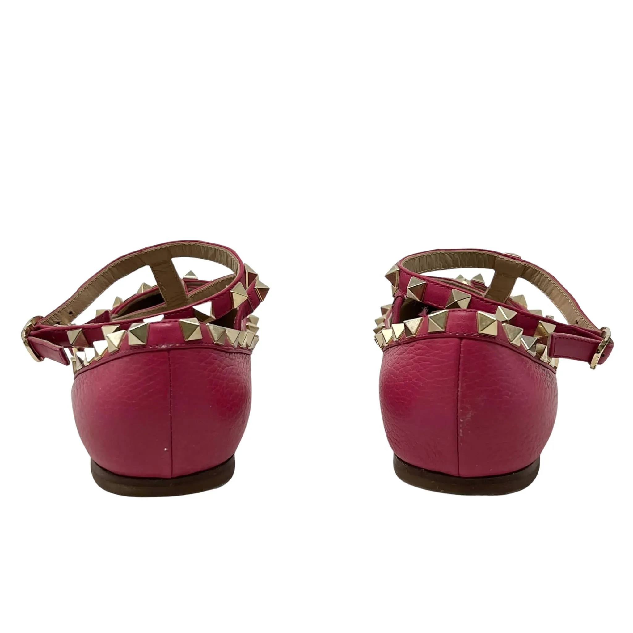 Valentino Pink Rockstud Caged Flats 36