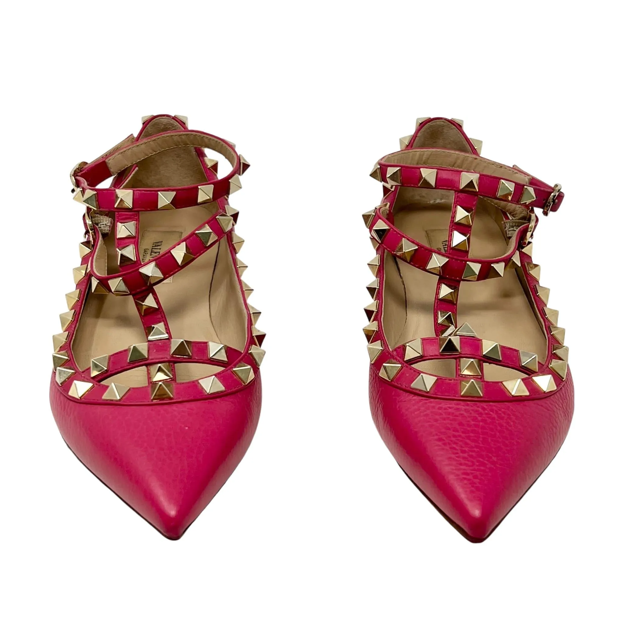 Valentino Pink Rockstud Caged Flats 36
