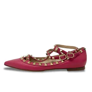 Valentino Pink Rockstud Caged Flats 36