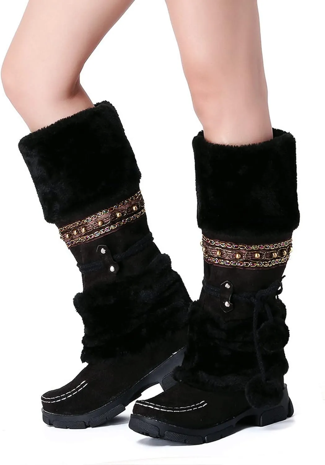 Winter Waterproof Boots for Woman Women's Winter Boots Waterproof Zipper Snow Boots Womens Wide High Heel Winter Boots for Women Boots for Women Winter Cute