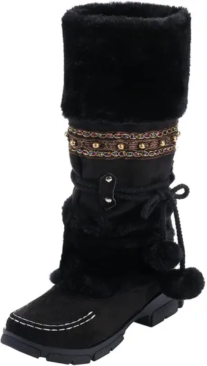 Winter Waterproof Boots for Woman Women's Winter Boots Waterproof Zipper Snow Boots Womens Wide High Heel Winter Boots for Women Boots for Women Winter Cute