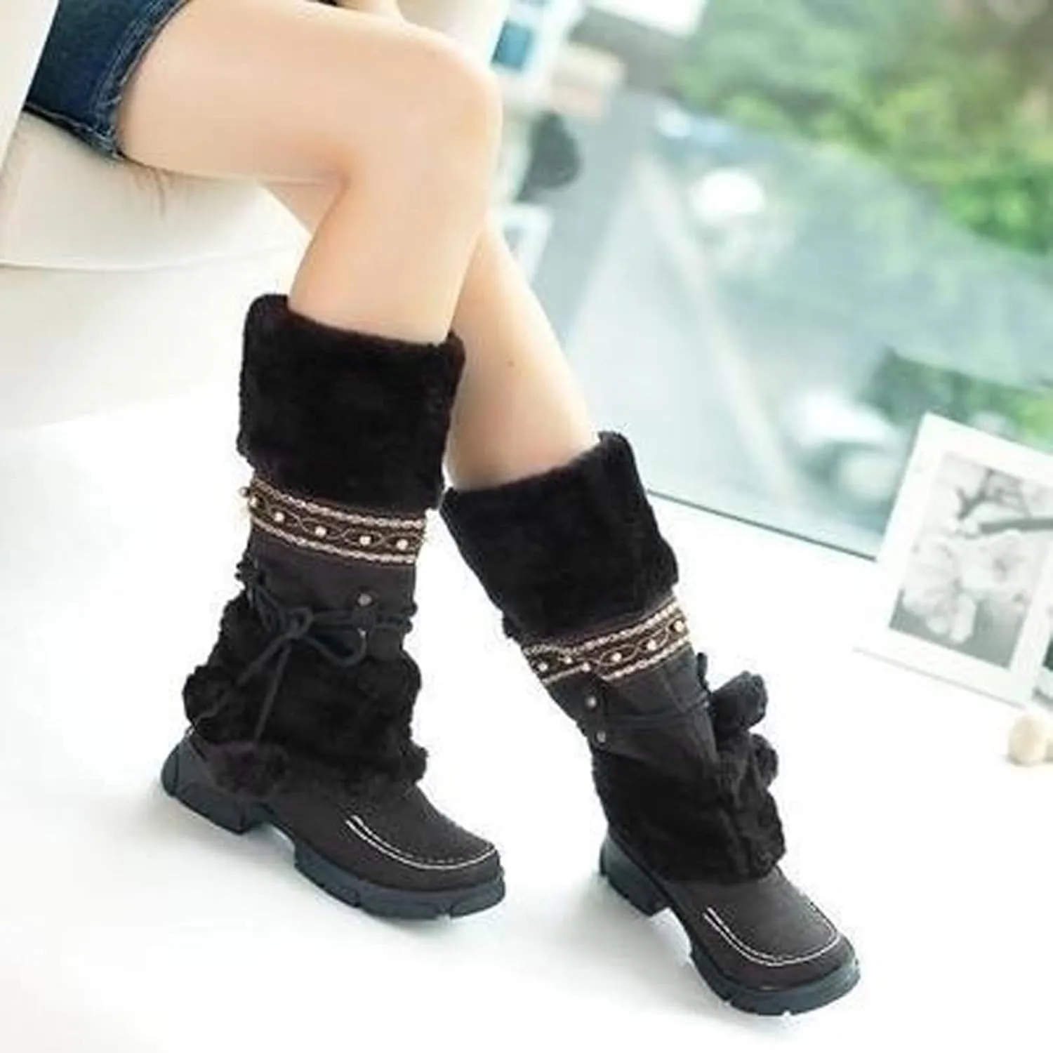 Winter Waterproof Boots for Woman Women's Winter Boots Waterproof Zipper Snow Boots Womens Wide High Heel Winter Boots for Women Boots for Women Winter Cute