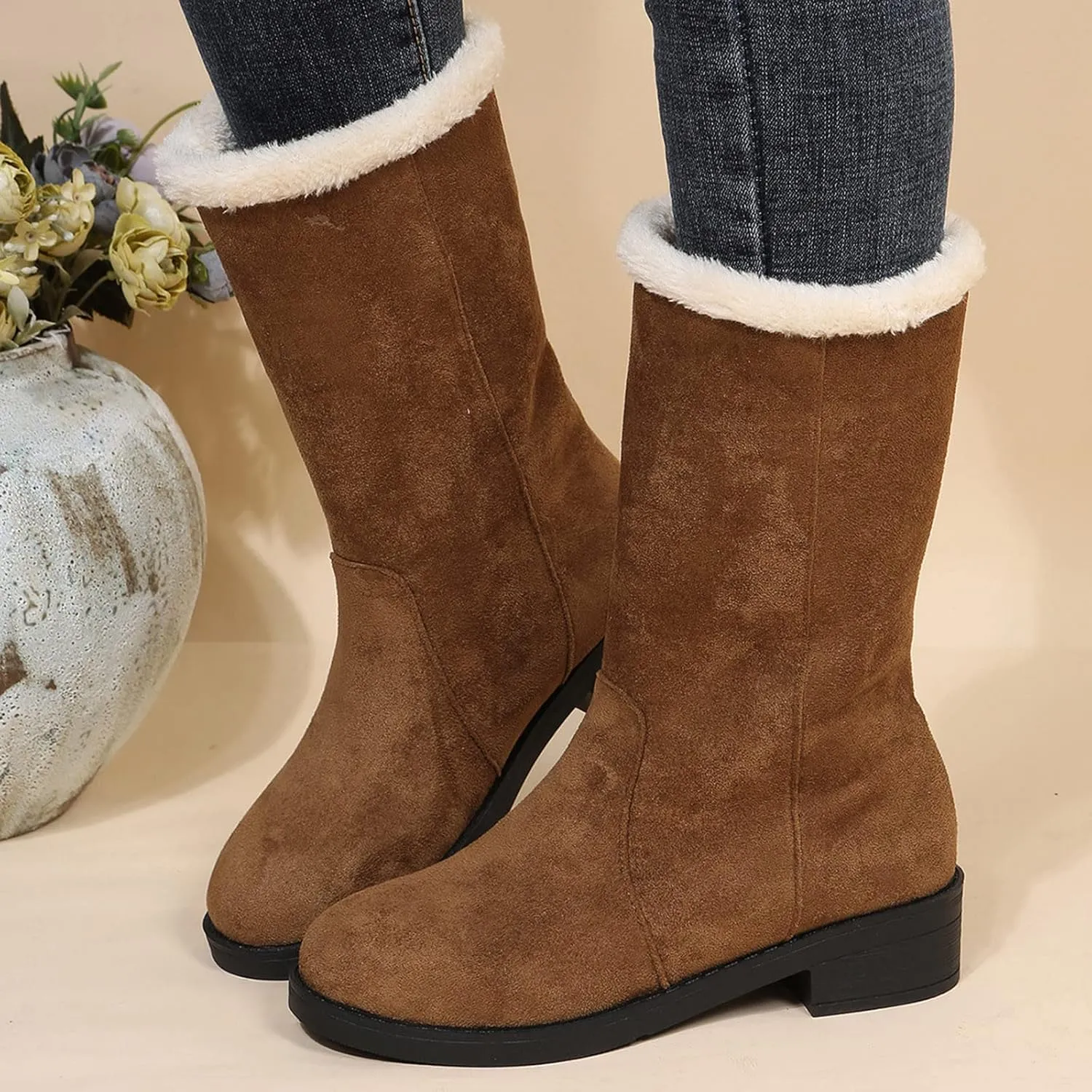 Women's Snow Boots Slip on Womens Insulated Waterproof Winter Snow Boots Cute Winter Boots for Women 2023 Wide Snow Boots for Women Wide Width Botas De Trabajo Para Mujeres Contra El Agua