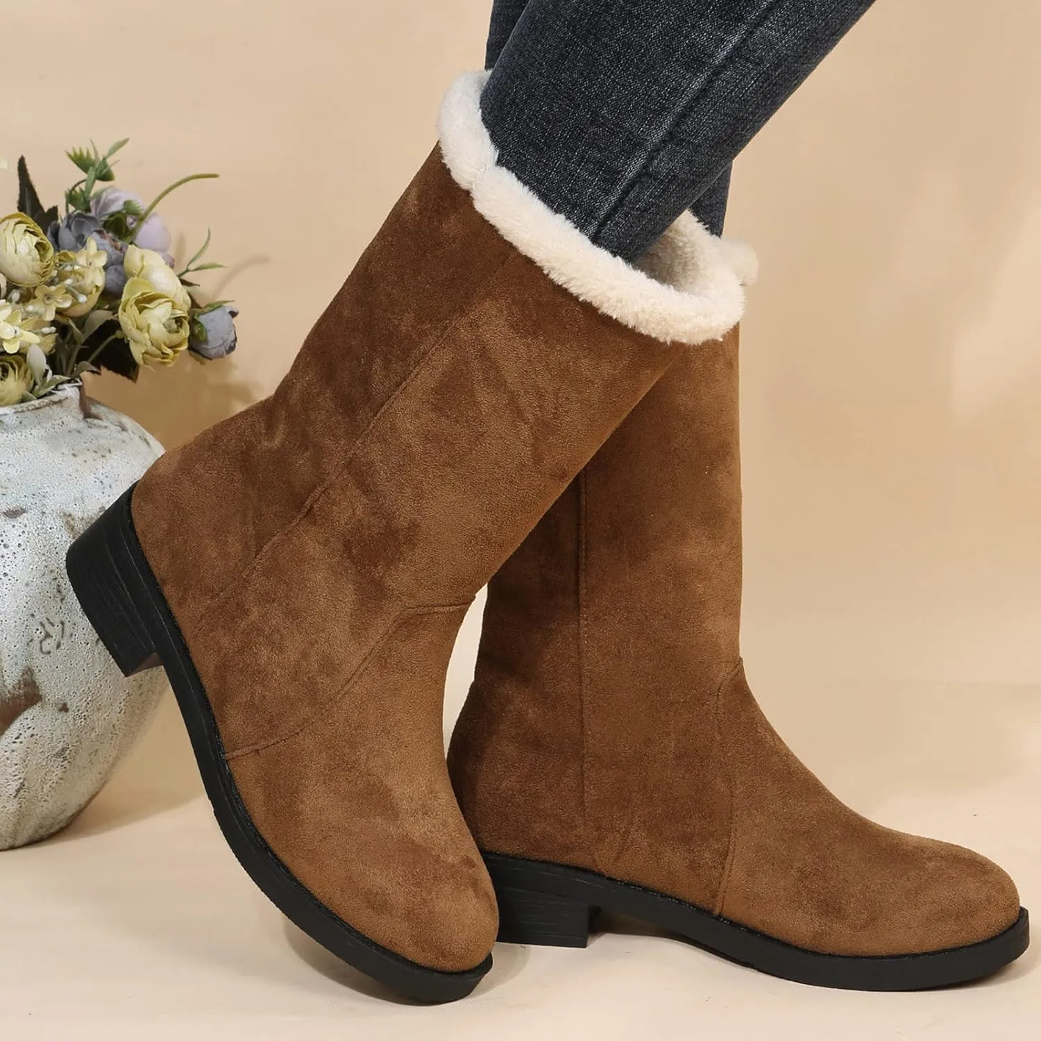 Women's Snow Boots Slip on Womens Insulated Waterproof Winter Snow Boots Cute Winter Boots for Women 2023 Wide Snow Boots for Women Wide Width Botas De Trabajo Para Mujeres Contra El Agua