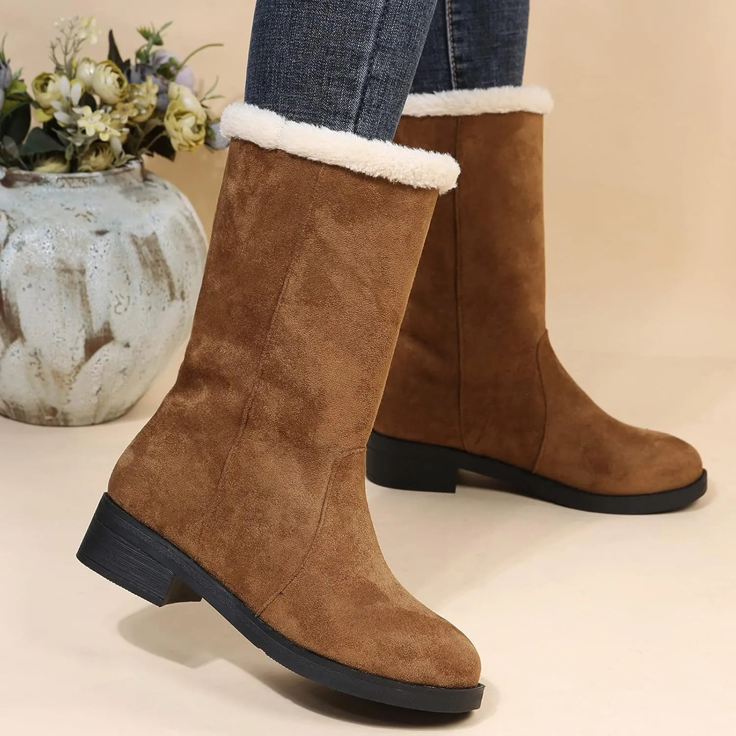 Women's Snow Boots Slip on Womens Insulated Waterproof Winter Snow Boots Cute Winter Boots for Women 2023 Wide Snow Boots for Women Wide Width Botas De Trabajo Para Mujeres Contra El Agua