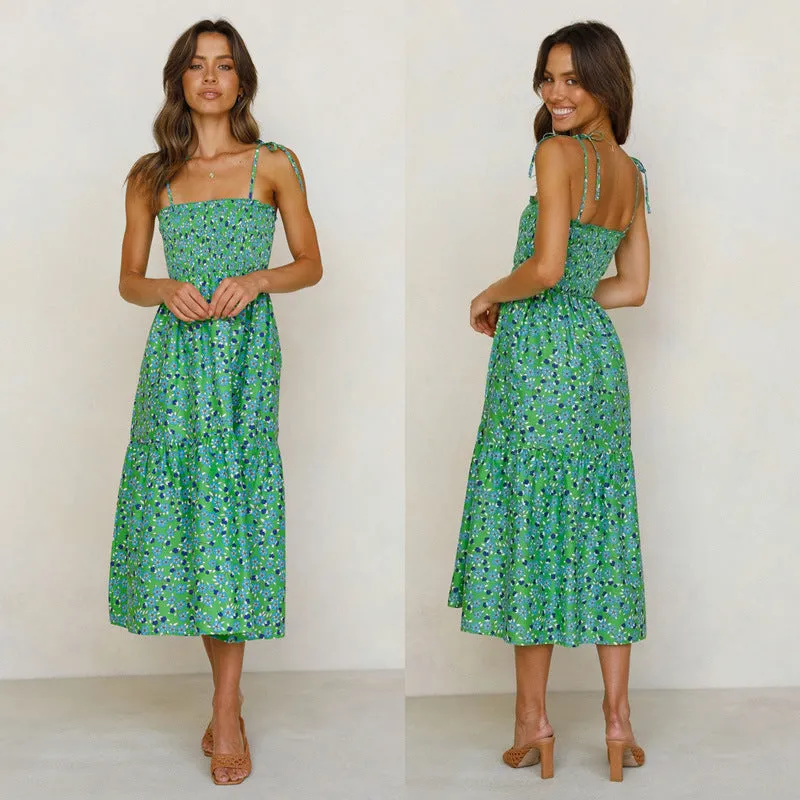 Women's Summer Bohemian Floral Printed Slip Beach Party Long Maxi