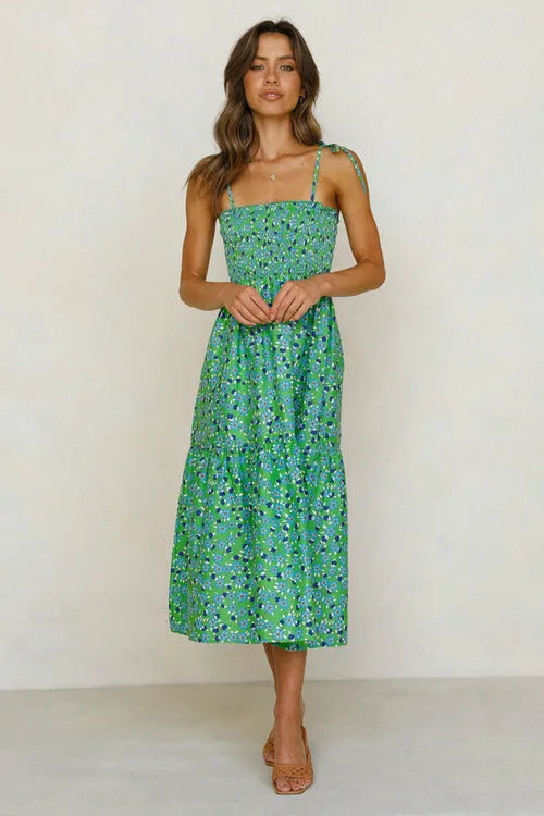 Women's Summer Bohemian Floral Printed Slip Beach Party Long Maxi
